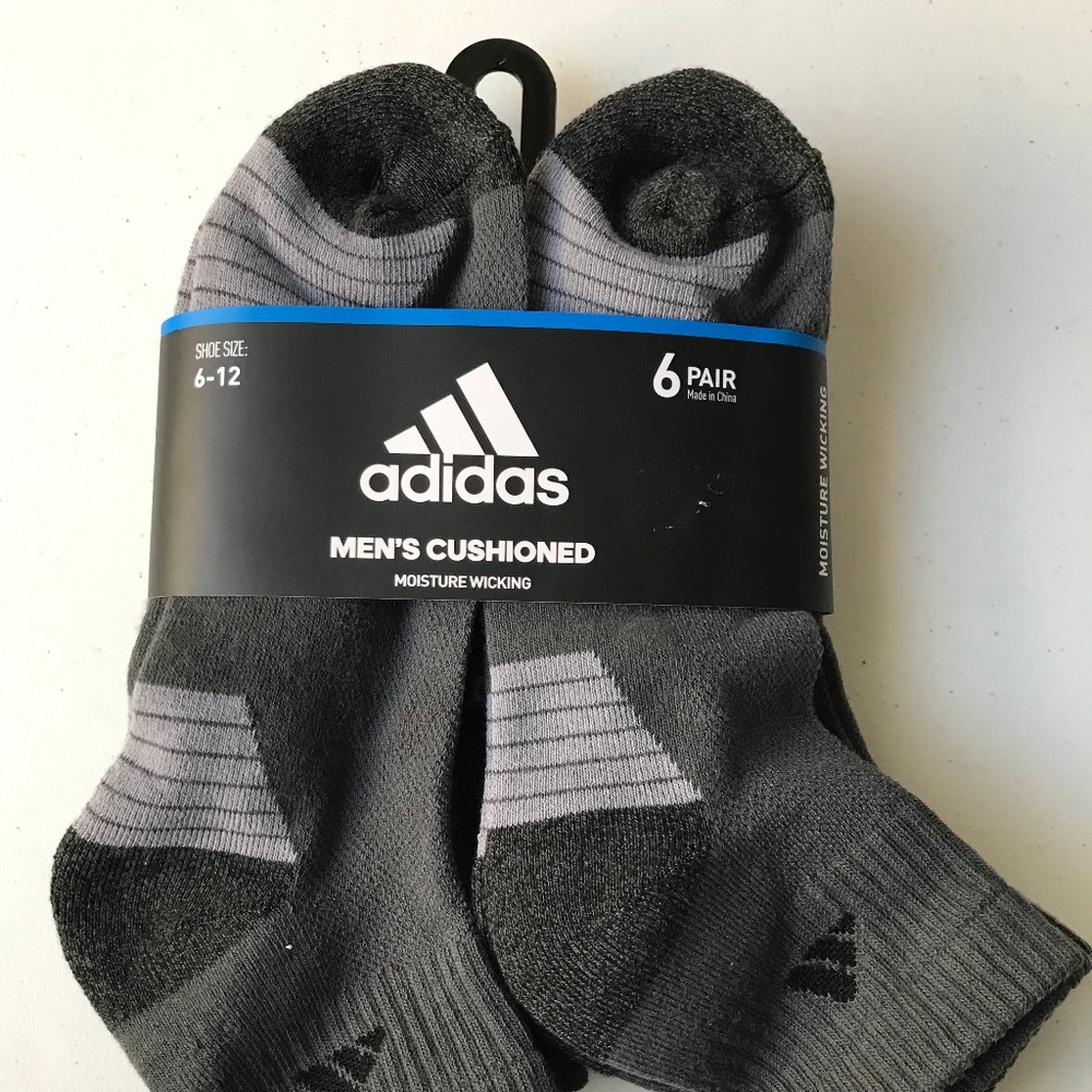 Adidas Men's Cushioned 6-Pair Quarter Crew Socks